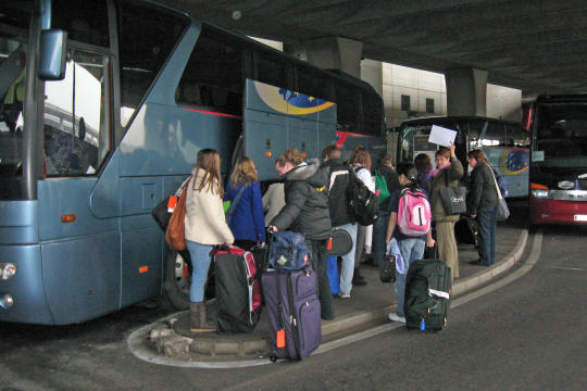 Boarding bus at Paris airport