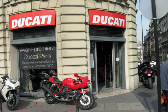 Motorcycle shops on Champs Elysees in Paris